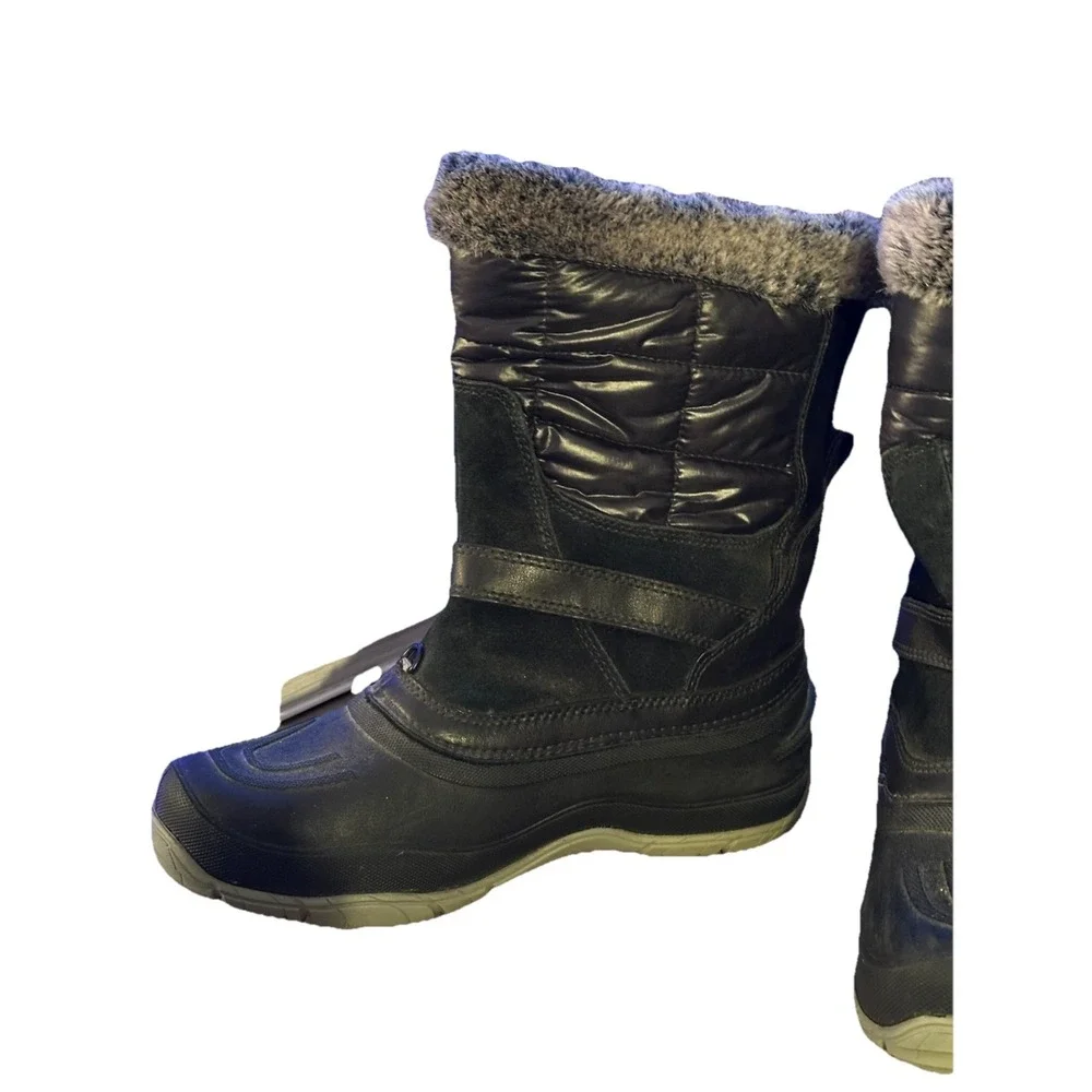 North Face Shellista Boots Womens Sz 7.5 Black Primaloft Pull On Faux Fur Trim